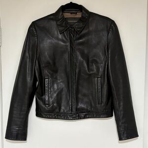 Banana Republic Vintage Women’s 100% Leather Black Jacket Size Small